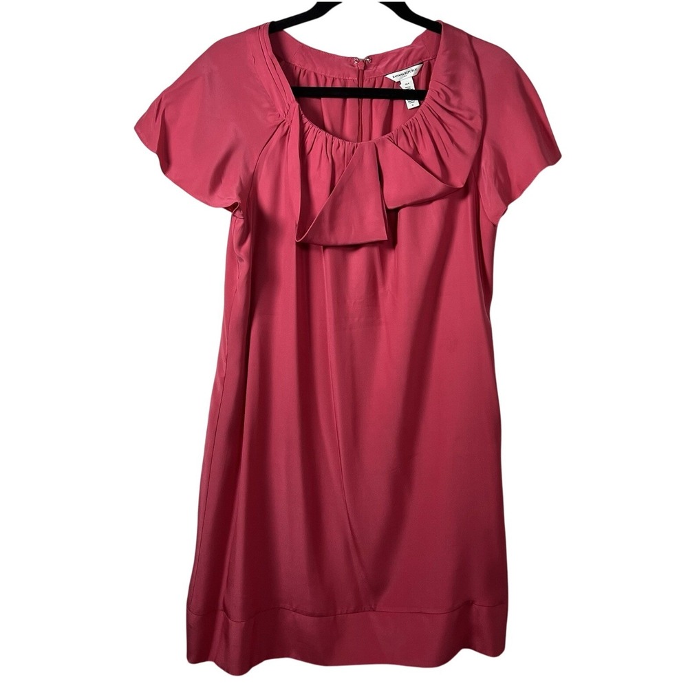 Banana Republic Silk Pink Women‎ 6 Short Sleeve Cocktail Dress Ruffle Neckline